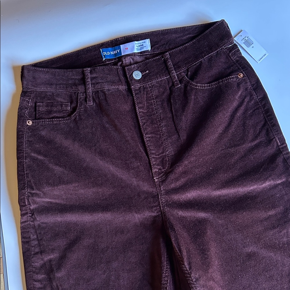 Old Navy Plum Velvet Higher High-Rise Flare Jeans Secret-Smooth Pockets Purple - Picture 6 of 14